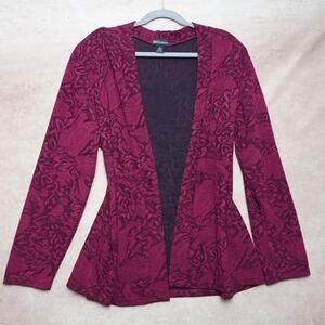 Made in Heaven Open Front Cardigan 2X Burgundy Vintage 90s 80s
